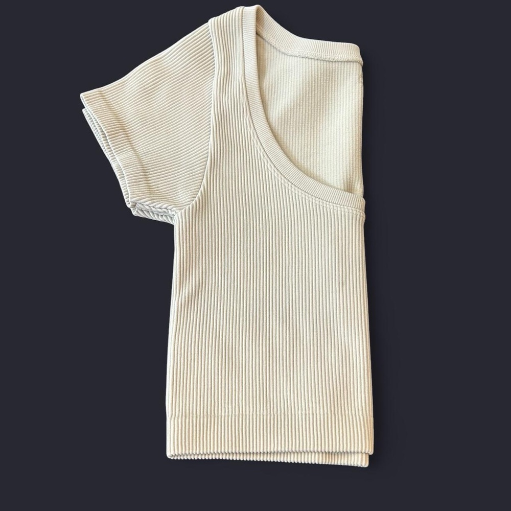 Cream Ribbed Crop Top - Picture 3 of 3